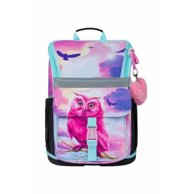 Abbildung von Baagl Schulranzen Mädchen für 1. Klasse Ergonomische Schultasche Kinder Schulrucksack mit Brustgurt Grundschule Ranzen Tornister (Eule)