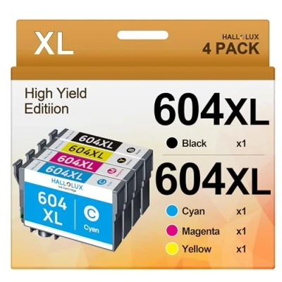 Abbildung von HALLOLUX 604 Patronen Kompatibel für Epson 604XL XL Multipack XP 2205 3200 4200 3205 4205 Workforce WF 2930 2935 2910 (Schwarz Cyan Gelb Magenta, 4er Pack)