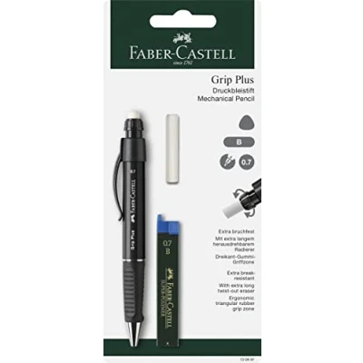 Abbildung von FABER CASTELL 130997 Druckbleistift GRIP PLUS inklusive 12 Minen, Härtegrad: B, Minenstärke: 0,7 mm, Schaftfarbe: grün metallic