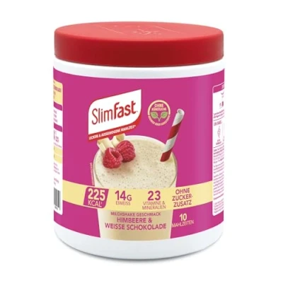 Abbildung von SlimFast Milchshake Pulver Himbeere + Weiße Schokolade I Eiweißreicher, kalorienarmer Diät Shake für eine gewichtskontrollierende Ernährung Nur 225 Kalorien pro Protein 365 g