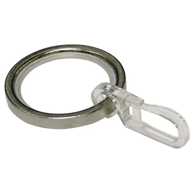 Abbildung von GARDINIA Gardinenringe für Gardinenstangen Mit Ø 20 mm, Gleiteinlage und Gardinenhaken, 10 Stück, Serie Chicago, Breite 4 Metall, Edelstahl Optik
