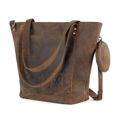 Abbildung von Berliner Bags Vintage Schultertasche Verona, Henkeltasche aus Leder, Handtasche für Frauen Braun