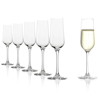 Abbildung von Stölzle Lausitz Revolution Champagnerkelche 6er Set I Hochwertige 200ml Champagner Kelche für Sekt oder Prosecco Schmale, Spülmaschinenfeste Schaumweingläser Elegante Kristallgläser