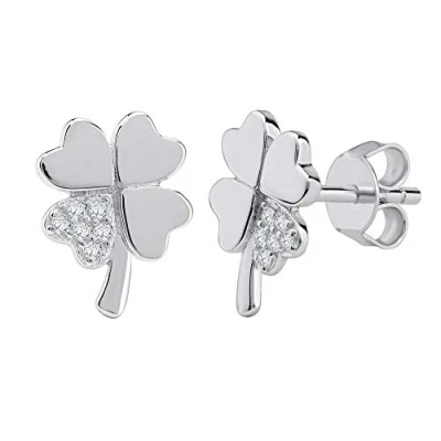 Abbildung von SILVEGO Damen Ohrringe aus 925 Sterling Silber Kleeblatt mit Swarovski Zirconia