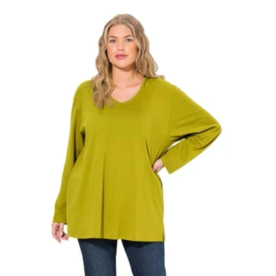 Abbildung von Ulla Popken Grosse GRÖSSEN V Langarmshirt, Damen, Größe: 54/56, Olive