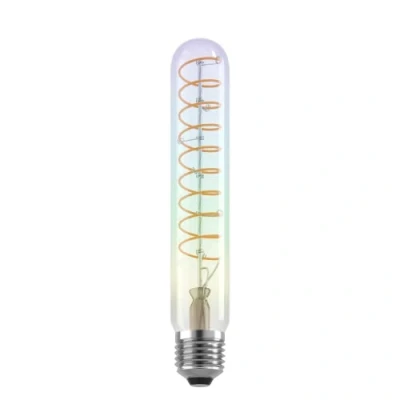 Abbildung von EGLO Dimmbare E27 LED Lampe farbig, Spiral Glühbirne bunt schimmernd in Stabform, Röhren Leuchtmittel Regenbogen, 4 Watt, 200 Lumen, warmweiß, 2000k, Edison Birne T30, Ø 3 cm