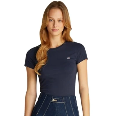Abbildung von Tommy Jeans SLIM C NECK TEE Tshirt basic, Damen, Größe: 42, Dark night navy