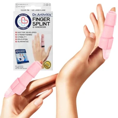 Abbildung von Dr. Arthritis Von Ärzten Entworfen Fingerbandage, Fingerschiene Kleiner Finger/Mittelfinger/Zeigefinger Fingerschutz bei Verletzung mit Klammern &amp; Schienen [Rosa S/M, Paar]