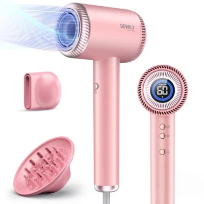 Abbildung von Ionen Haartrockner Föhn mit Magnetischen Diffusor,DEWILY Fön 110,000RPM bürstenlosem Motor, Trocknet Schnell Reisefön Hair Dryer, 300 Millionen Negativ Haarföhn