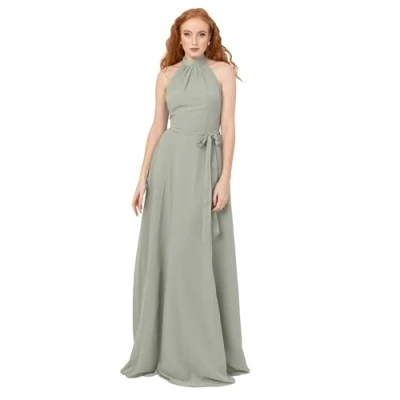 Abbildung von Anaya with Love Damen Women&#039;s Maxi Ladies Sleeveless Halter Neck Waist Bow Tie Sash Belt Shirred Bridesmaid Wedding Guest Prom Ball Gown Dress, Frosty Green, 38 EU