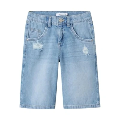 Abbildung von Name it Nkfbella Skater Jeans Shorts für Kinder, Größe: 134, Medium blue denim
