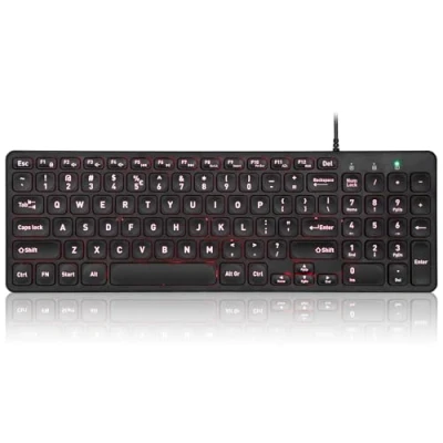 Abbildung von Perixx PERIBOARD 333B Wired Backlit USB Keyboard X Type Scissor Keys Compact 14.25x4.57 Inches Big Print Letters White US English QWERTY……