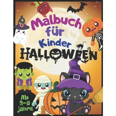 Abbildung von Halloween Malbuch für Kinder ab 3 8 Jahre: Jungen und Mädchen. Tiere, Vampire, Zauberer, Geister, Kürbisse vieles mehr zum Kritzeln Ausmalen