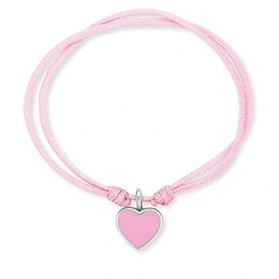 Abbildung von Herzengel Mädchen Kinder Armband aus rosa Nylon und einem Herz Anhänger Emaille Ösenverschluss längenverstellbar nickelfrei