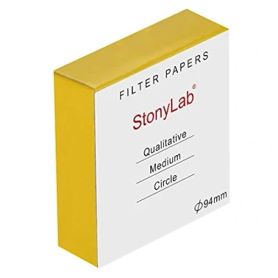 Abbildung von stonylab Qualitatives Filterpapier Rund, Cellulose mit 94mm Durchmesser und Einer Filtrationsgeschwindigkeit von 20 Mikron, Packung 100 Stück