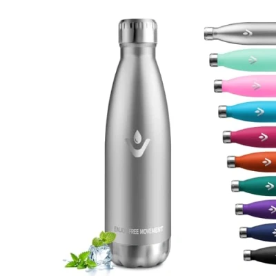Abbildung von Thermosflasche 500ml, Vakuum Wasserflasche, Trinkflasche Edelstahl Auslaufsicher, BPA Frei Thermoskanne Kohlensäure Geeignet, für Sport, Schule, Uni, Yoga, Fahrrad, Camping, Sprudel, Gym