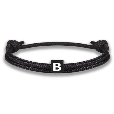 Abbildung von GD GOOD.designs Armband mit Buchstabe B zu Valentinstag Verstellbares Partnerarmband (14cm 25cm) schwarz geflochtenen Seil