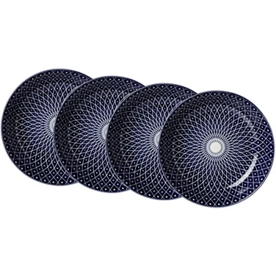 Abbildung von Ritzenhoff &amp; Breker Suppenteller Set Royal Reiko, 4 teilig, 20,5 cm Durchmesser, Porzellangeschirr, Blau Weiß, 20.50 x 4.50