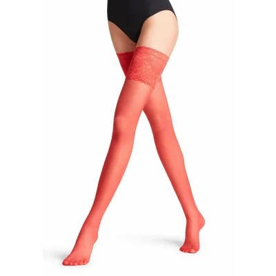 Abbildung von Falke Englatt STAY UPS Denier Transparent Overkneestrümpfe red, Damen, Größe: 35/37, Red