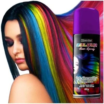 Abbildung von Temporäre Haarfarbe Spray, Auswaschbar (1 x 200ml) Haarspray für Fasching, Karneval (Lila)