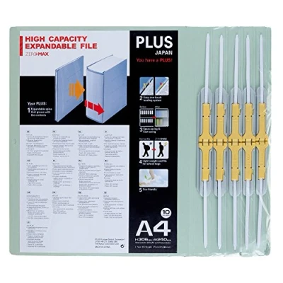 Abbildung von PLUS Japan, Zero Max Platzsparordner in Grau, 10er Pack (1x 10 Ordner)