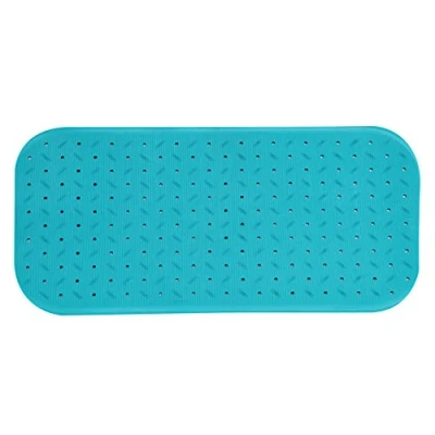 Abbildung von MSV Premium Duschmatte Badematte Badewannenmatte Badewanneneinlage antibakteriell rutschfest mit Saugnäpfen Hellblau duftet nach Rosen ca. 36 x 97 cm waschbar bei 60 Grad