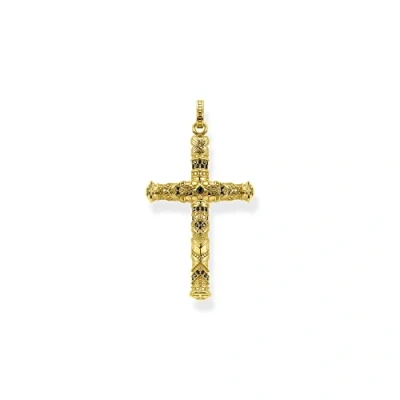 Abbildung von Thomas Sabo Kreuz Anhänger mit Zirkonia aus 925er Sterling Silber 750er Gelbgold Vergoldung, Höhe: 54mm, PE909 414 39