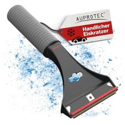 Abbildung von AUPROTEC Eiskratzer Messing/Eiskratzer Auto Messingklinge konvex &amp; Rutschfester Softgriff/Eiskratzer mit Gummilippe/Schneekratzer Auto/Scheibenkratzer Winter/Eisschaber schwarz rot