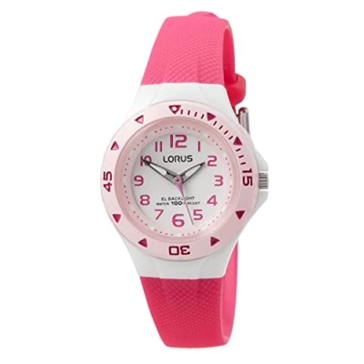 Abbildung von Lorus Kids Mädchen Uhr Edelstahl und Kunststoff mit Urethanband R2339DX9