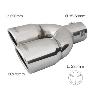 Abbildung von Simoni Racing TRX/18L Auspuffblende 70mm rund, V Form Edelstahl 220mm hinten links