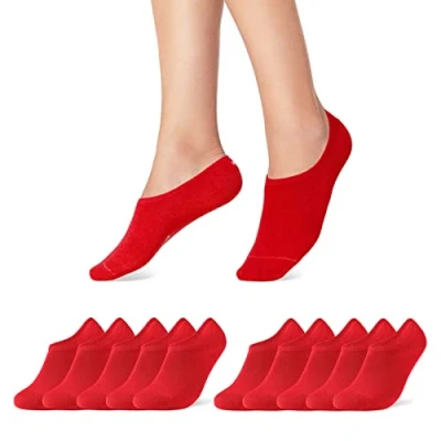 Abbildung von 10 Paar Sneaker Socken Damen Herren Füßlinge Schwarz Weiß Grau Baumwolle 16805 (Rot 35 38)