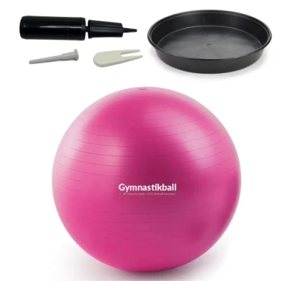 Abbildung von ATC Handels GmbH Gymnastikball Set Ø 45, 55, 65 &amp; 75cm inkl. Stopperschale, Ballpumpe, Ventilöffner und Maßband Fitness, Therapie als Sitzball fürs Büro, 55cm, fuchsia