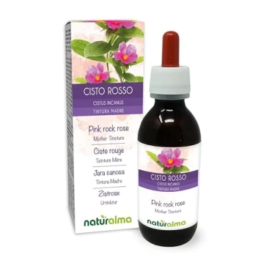 Abbildung von Zistrose (Cistus incanus) Kraut Alkoholfreier Urtinktur Naturalma Flüssig Extrakt Tropfen 120 ml Nahrungsergänzungsmittel Veganer
