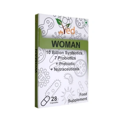 Abbildung von VED Woman Complex Probiotika und Präbiotika Komplex 10 Milliarden KBE 20 lebende Bakterienkulturen 28 Kapseln für Frauen Lactobacillus crispatus, Vorrat Tage.