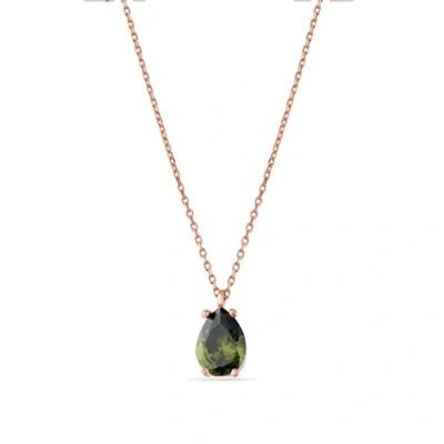 Abbildung von Einzelstück Halskette mit Tropfen Kristall Anhänger; 925 Sterling Rosegold (Salvia Simple Rosegold)