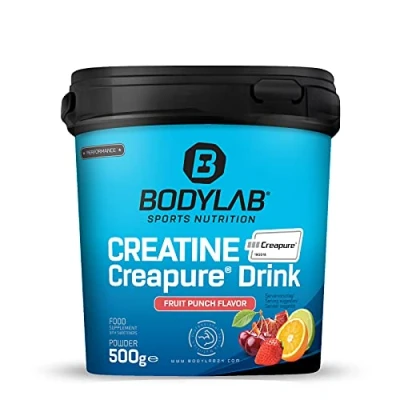 Abbildung von Bodylab24 Creatine Creapure® Drink Fruchtmix 500g, 4g Kreatinmonohydrat in Qualität je Pulverportion, echte Erfolgsformel für mehr Energie, Kraft und unterstützend beim Muskelaufbau
