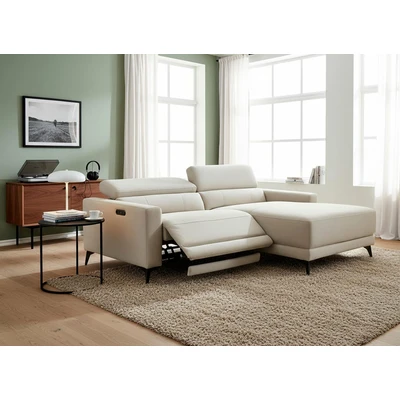 Abbildung von OTTO home Ecksofa "LEWII, L-Form, 213 cm - elektr. Relaxfunktion" mit USB A/C-Anschluss. Federkern, verstellbaren Kopfstützen, Webstoff