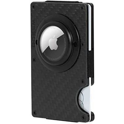 Abbildung von ROSSM Geldbörse Herren mit RFID Schutz Kartenetui aus Kohlefaser und Metall Geldklammer Gummiband Geldbeutel Slim Wallet for Men