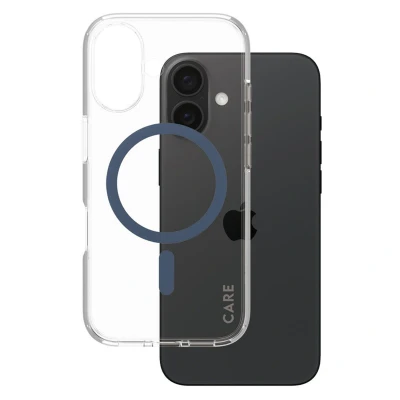 Abbildung von Apple iPhone 16 Hülle MagSafe Recycelter Kunststoff PanzerGlass Backcover/Hard Case Handyhülle Blau Shockproof/Stoßfest