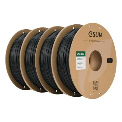 Abbildung von eSUN Upgraded Matte PLA Filament 1.75mm, 3D Drucker Filament, glanzfreie Farbe, mattierte Textur, 1KG pro Spule, 4 Spulen für Drucker, Dunkelschwarz