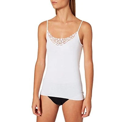 Abbildung von CALIDA Feminin Sense Spaghetti Top Damen, aus 100% extrafeiner Baumwolle, Feinripp, verstellbare Träger, naht und saumfrei