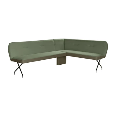 Abbildung von OTTO home Eckbank "Bruna Esszimmerbank, Bank, Küchenbank, Polsterbank" Mattschwarzes Metallgestell, 2-Stoff-Design, Wellenfederung im Sitz