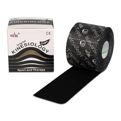 Abbildung von Nasara Original Kinesiologie Physio Tape für Sport und Medizin, Rollengröße 5cm x 5m, Schwarz