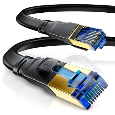 Abbildung von CSL 5m Cat 8.1 Netzwerkkabel Flach 40 Gbits LAN Kabel Patchkabel 8 Gigabit RJ45 Ethernet Cable 40000 Mbits Glasfaser Geschwindigkeit Flachbandkabel Verlegekabel 6 7