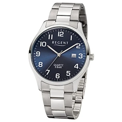 Abbildung von Regent Herren Analog Quarz Uhr mit Edelstahl Armband 11150665