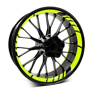 Abbildung von 18 teiliges Set Felgenrandaufkleber Sticker für Motorrad Auto Felgen Design Komplett Felgenaufkleber 15&quot; 16&quot; 17&quot; 18&quot; 19 Zoll MR020 (01 Neon Gelb)