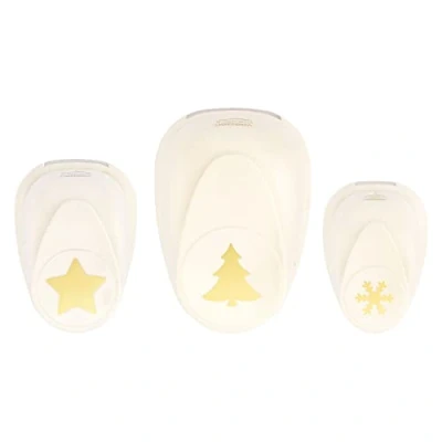 Abbildung von Vaessen Creative Stanzer Set Motivstanzer Weihnachten 3 Stück Tonpapier und Bastelmaterial bis zu 250 g/m² zum Basteln Mit Papier Scrapbooking, Weiß gold