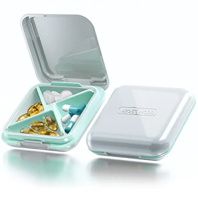 Abbildung von DUOUPA Tablettenbox 4 Fächer Pillendose Wasserdichte Medikamentenbox Pillenbox für Reise &amp; täglichen Gebrauch Weiß