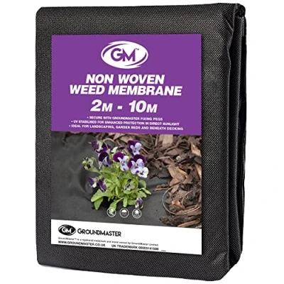 Abbildung von GroundMaster Gartenvlies Wasserdurchlässig (2 m breit x 10 lang) Unkrautvlies für Garten, als Bodenvlies, Beetfolie oder Pflanzfolie, leichte 50 g/m² Anti Unkraut Folie, Hochbeet Vlies Plane