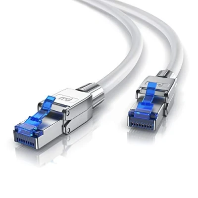 Abbildung von CSL 2m Cat 8 LAN Kabel Netzwerkkabel Glasfaser Hochgeschwindigkeit 40 Gbit/s 2000 MHz Ethernet Patch 8.1 Feldkonfektionierbare RJ45 Stecker 2 Meter Weiß